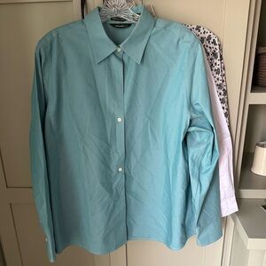 EUC Eddie Bauer Aqua Blue Button-Up Shirt, Wrinkle Resistant, Sz XL